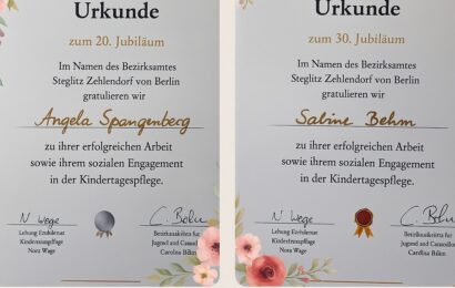 Kidnertagespflege Urkunde Jubiläum